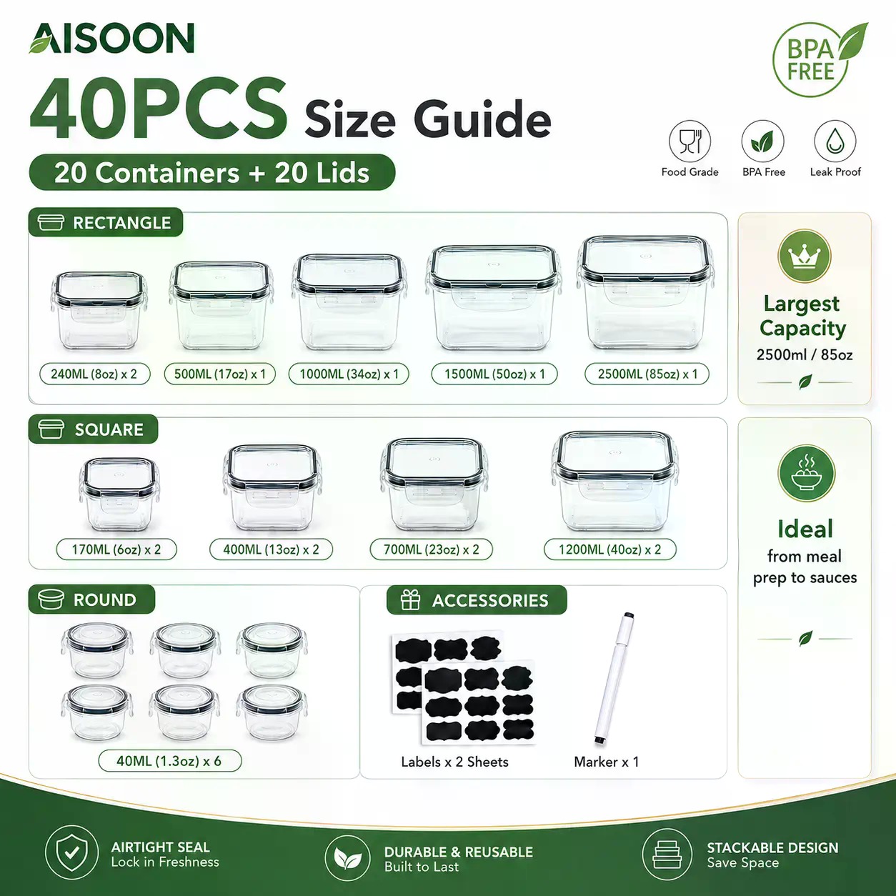 40 PCS Extra Large 85oz Silico - đánh giá và giá Food Xxl