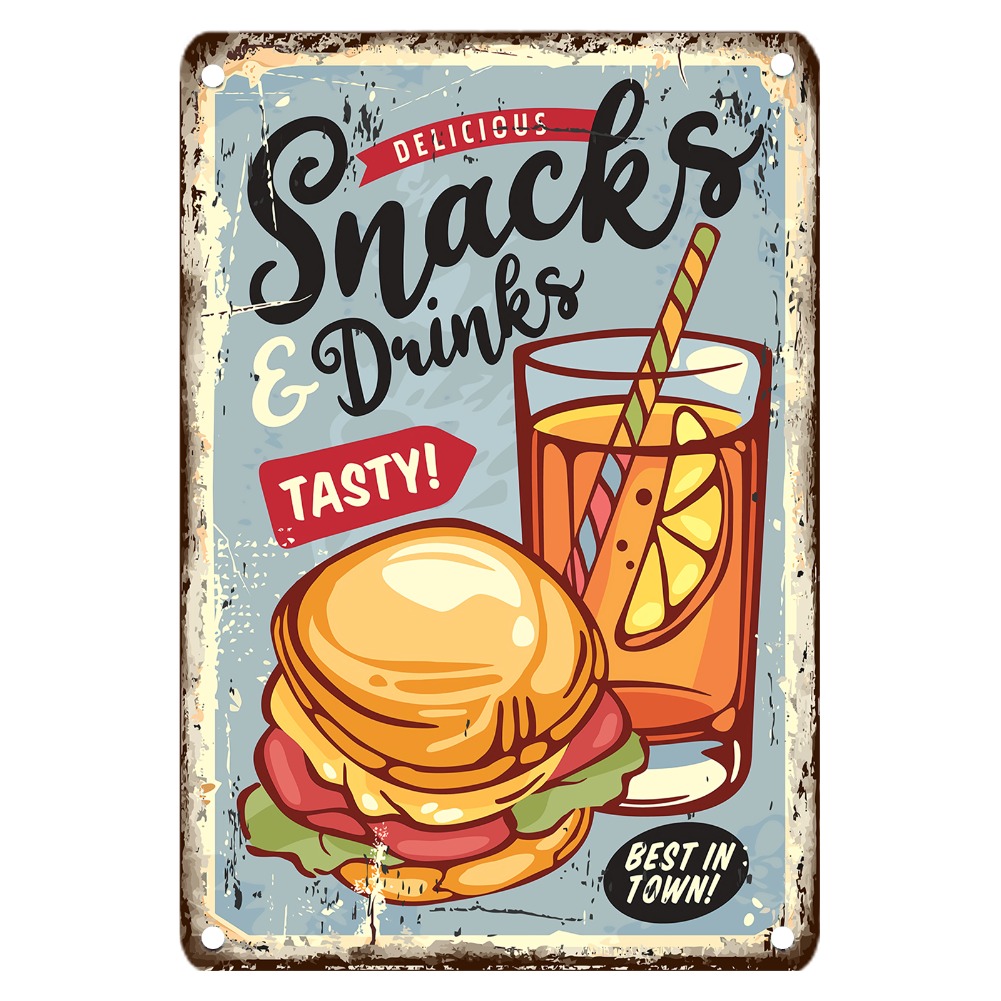 Vintage Food Metal Sign, 12x8  - đánh giá và giá Food Snacks With Iron